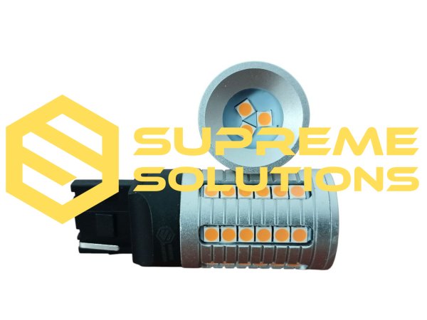 Світлодіодна лампа 7440-3030-45LED 28W Жовта – CANBUS, 12–48V, над’яскрава альтернатива W21W