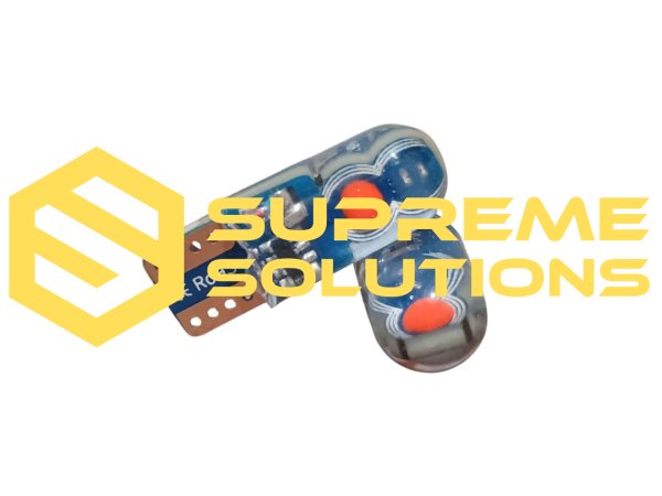 12V Т10 СОВ 4 SMD FLASH(аналог лампи W5W) Червоний/Синій