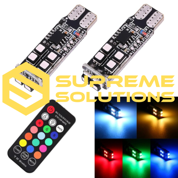 12V T10 RGB Brilliant LED 2 Лампи з пультом — обери свій стиль світла!