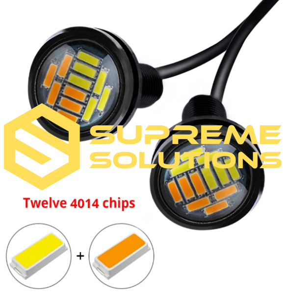 LED Bulb DRL 12V 3014 6SMD+6SMD 3W — White/Yellow | Dual-Color Daytime Running Light