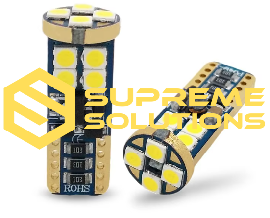 T10 LED Bulb 12x3030 Samsung – Super CANBUS 12V, White Light