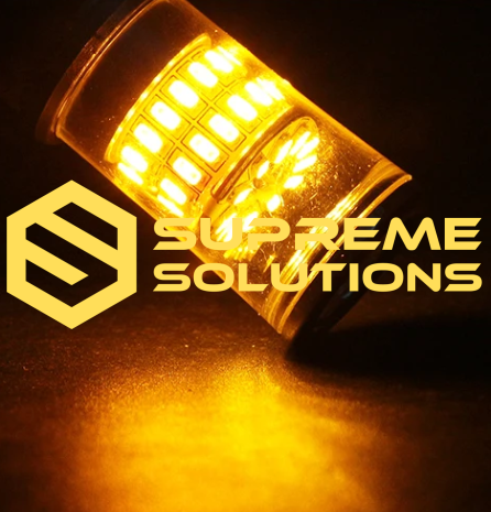 1156-3014-48SMD 12–24V Yellow – BA15s LED bulb for red lens turn signals