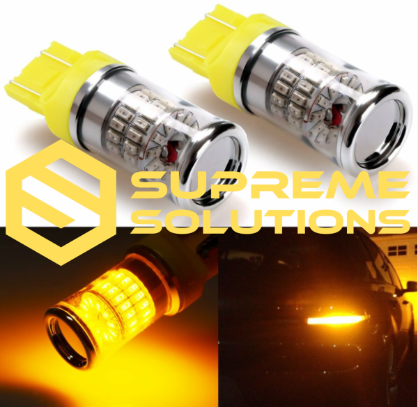 7440-3014-48SMD Yellow LED Bulb 12–24V – Single-contact for US Vehicles with Red Tail Lights