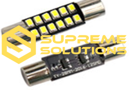 T6.3-2016-12SMD 28MM 12V – White SV7 LED Bulb (T6.2 replacement) for Interior & Plate Use
