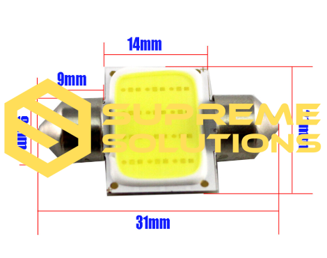 LED Bulb FS COB 12Chips 31mm 12V – Compact 12V C5W Replacement with White COB Panel