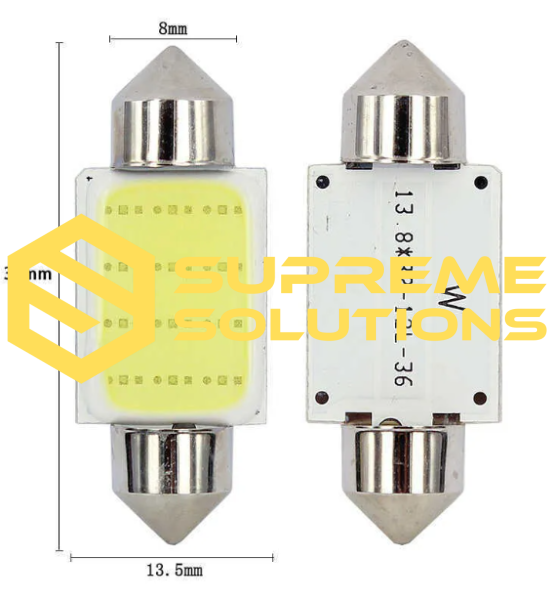 LED Bulb FS COB 12Chips 36mm 12V – 12V White Light C5W Alternative
