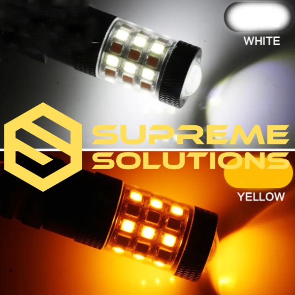 1157 LED Bulb White/Yellow – 12–28V P21/5W, Dual-function, CANBUS compatible