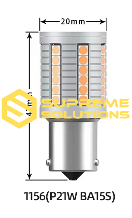 Світлодіодна лампа 1156-3030-45SMD 12–48V BA15s Жовта 150° – 28W, SUPER CANBUS, потужна заміна P21W