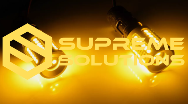 Світлодіодна лампа 1156-3030-45SMD 12–48V BA15s Жовта 150° – 28W, SUPER CANBUS, потужна заміна P21W